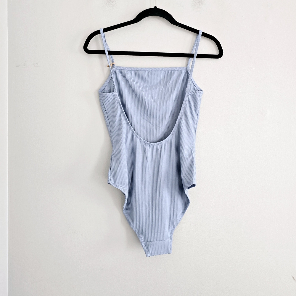 Light Blue Ribbed One-Piece Swimsuit - Women's - Picture 4 of 4